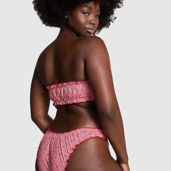 New! SET Frankie’s Bikinis x Pink Rosalind Bandeau Reilly Bikini 31496 - Picture 7 of 14